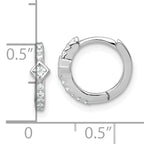 Sterling Silver Rhodium-plated Polished Round and Square CZ Round Hinged Hoop Earrings