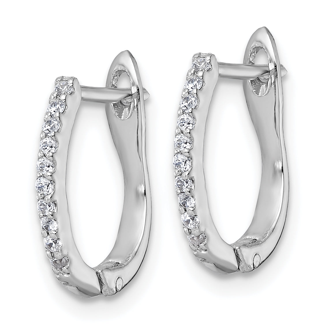 Sterling Silver Rhodium-plated Polished CZ Hoop Earrings Secondary image