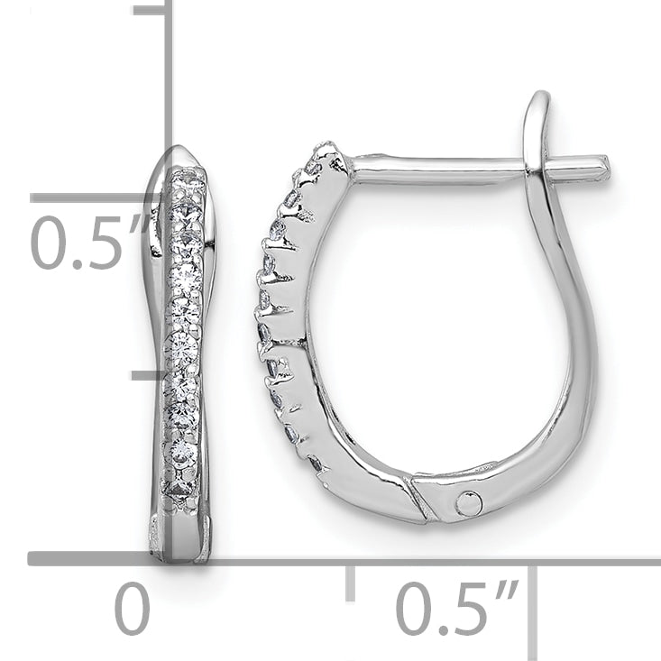 Sterling Silver Rhodium-plated Polished CZ Hoop Earrings