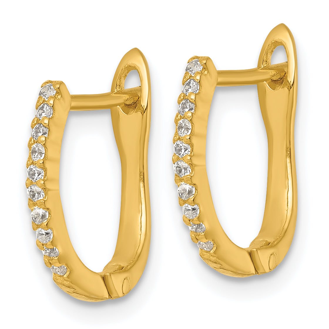 Sterling Silver Gold-tone Polished CZ Hoop Earrings Secondary image