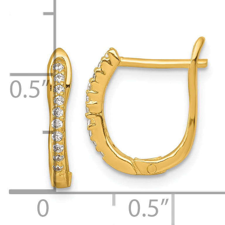 Sterling Silver Gold-tone Polished CZ Hoop Earrings