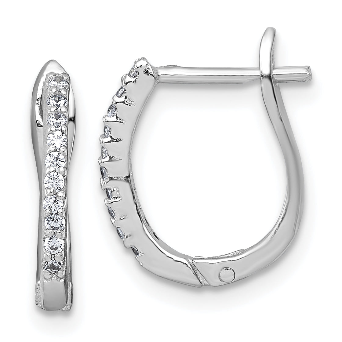 Sterling Silver Rhodium-plated Polished CZ Hoop Earrings