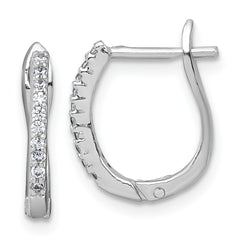 Sterling Silver Rhodium-plated Polished CZ Hoop Earrings