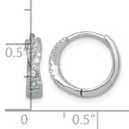 Sterling Silver Rhodium-plated Polished CZ -X- Round Hinged Hoop Earrings