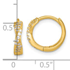 Sterling Silver Gold-tone Polished CZ -X- Round Hinged Hoop Earrings
