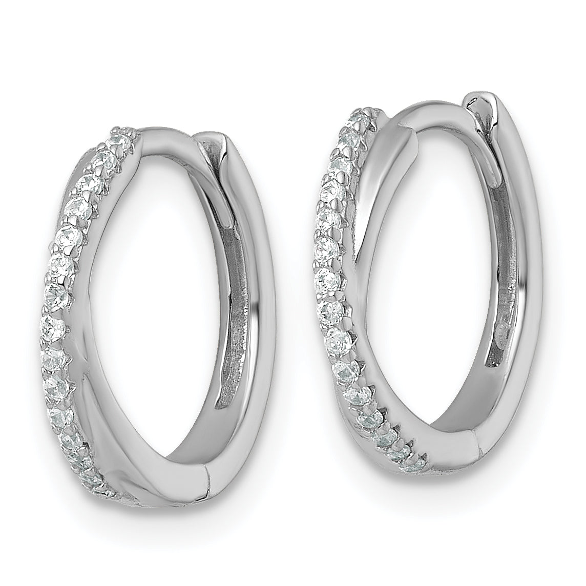 Sterling Silver Rhodium-plated Polished CZ -X- Round Hinged Hoop Earrings Secondary image