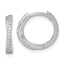 Sterling Silver Rhodium-plated Polished CZ -X- Round Hinged Hoop Earrings