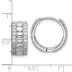 Sterling Silver Rhodium-plated CZ Polished Hearts Hinged Hoop Earrings