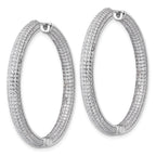 Sterling Silver Rhodium-plated In and Out CZ Pave 3.7 x 39mm Hinged Hoop Earrings