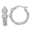 Sterling Silver Rhodium-plated Polished CZ Byzantine Link Round Hoop Earrings