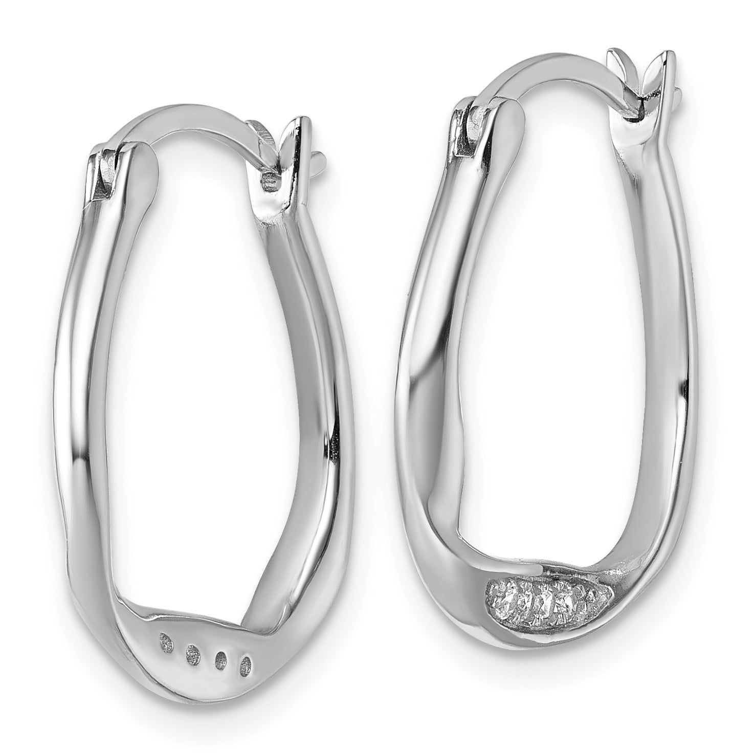 Sterling Silver Rhodium-plated CZ Polished Twist Hoop Earrings