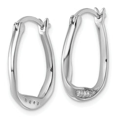 Sterling Silver Rhodium-plated CZ Polished Twist Hoop Earrings