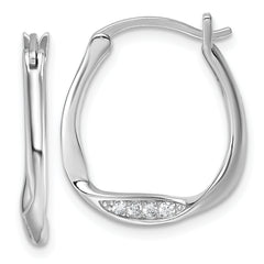 Sterling Silver Rhodium-plated CZ Polished Twist Hoop Earrings