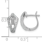 Sterling Silver Rhodium-plated Polished CZ Hinged Hoop Earrings