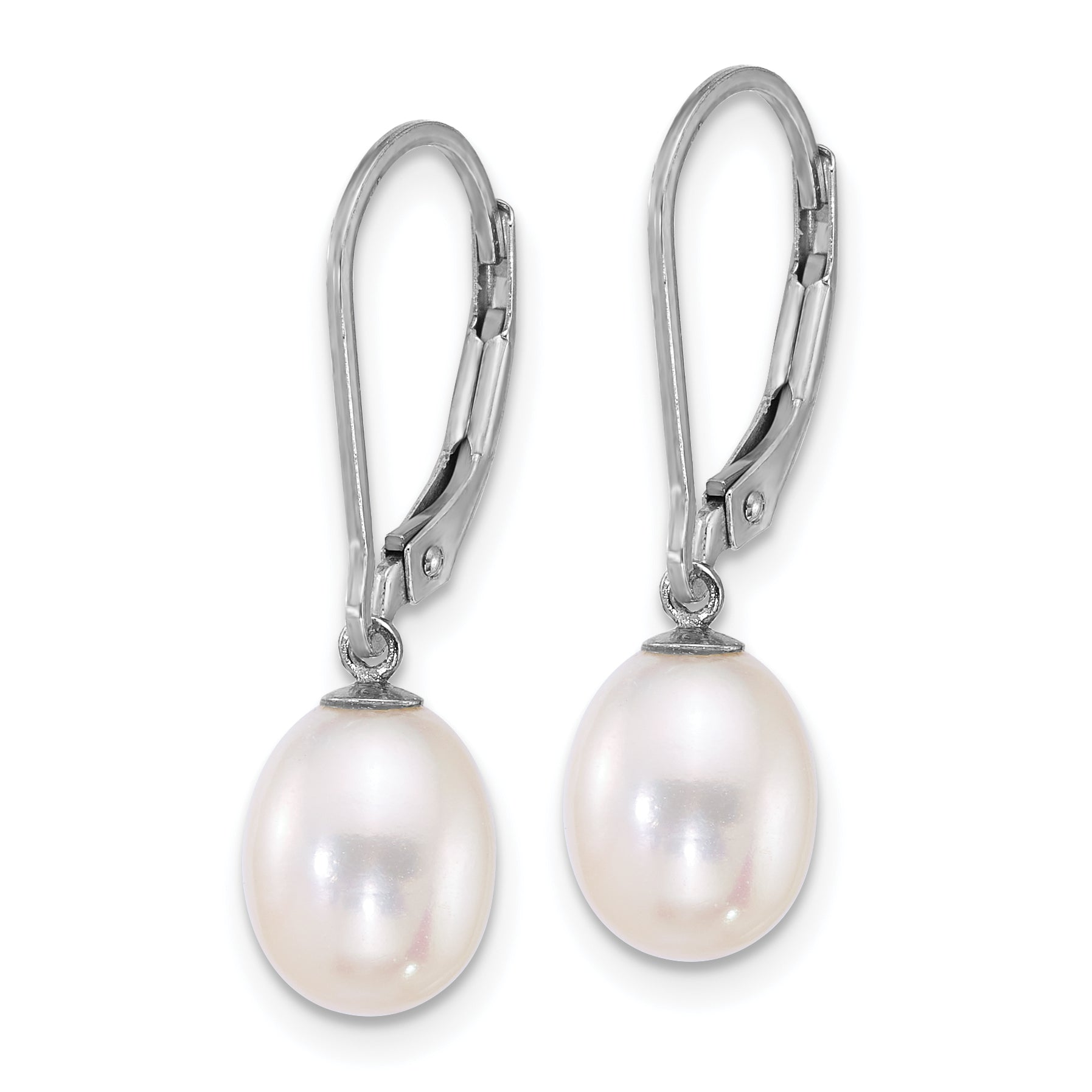 Sterling Silver Rhodium-plated 7-8mm Rice White and Black Freshwater Cultured Pearl 2-piece Enhancer and Leverback Earring Set