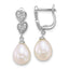 Sterling Silver Rhodium-plated 7-9mm Teardrop White Freshwater Cultured Pearl and CZ Hearts Dangle Earrings