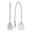 Sterling Silver Rhodium-plated 6-8mm Teardrop White Freshwater Cultured Pearl and Glass Stone Threader Earrings