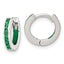 Sterling Silver Polished Green CZ and Green Enamel In and Out 13mm Hinged Round Hoop Earrings
