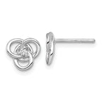 Sterling Silver Rhodium-plated Polished CZ Trinity Knot Post Earrings