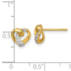 Sterling Silver Gold-tone Polished CZ Love Knot Heart Post Earrings