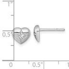 Sterling Silver Rhodium-plated Polished CZ Heart Post Earrings
