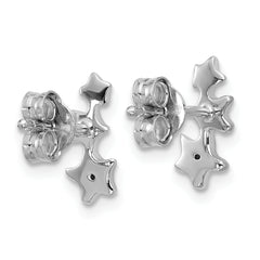 Sterling Silver Rhodium-plated CZ Polished Three Stars Post Earrings