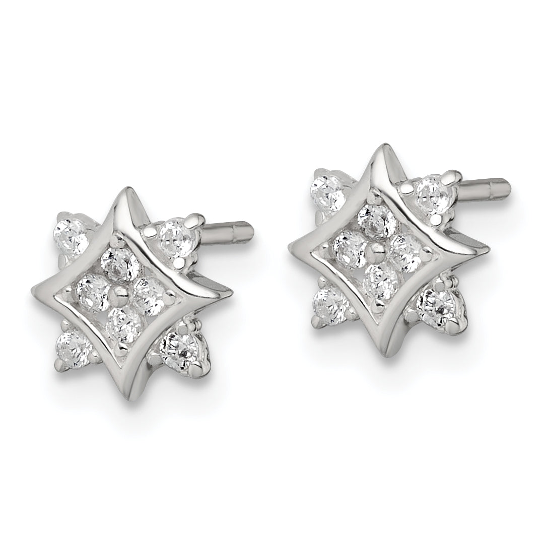Sterling Silver Polished CZ Star Post Earrings