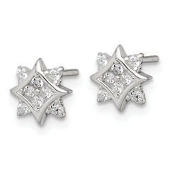 Sterling Silver Polished CZ Star Post Earrings