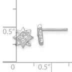 Sterling Silver Polished CZ Star Post Earrings