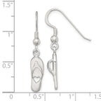 Sterling Silver Polished Cut-out Heart Flip-Flop Dangle Earrings
