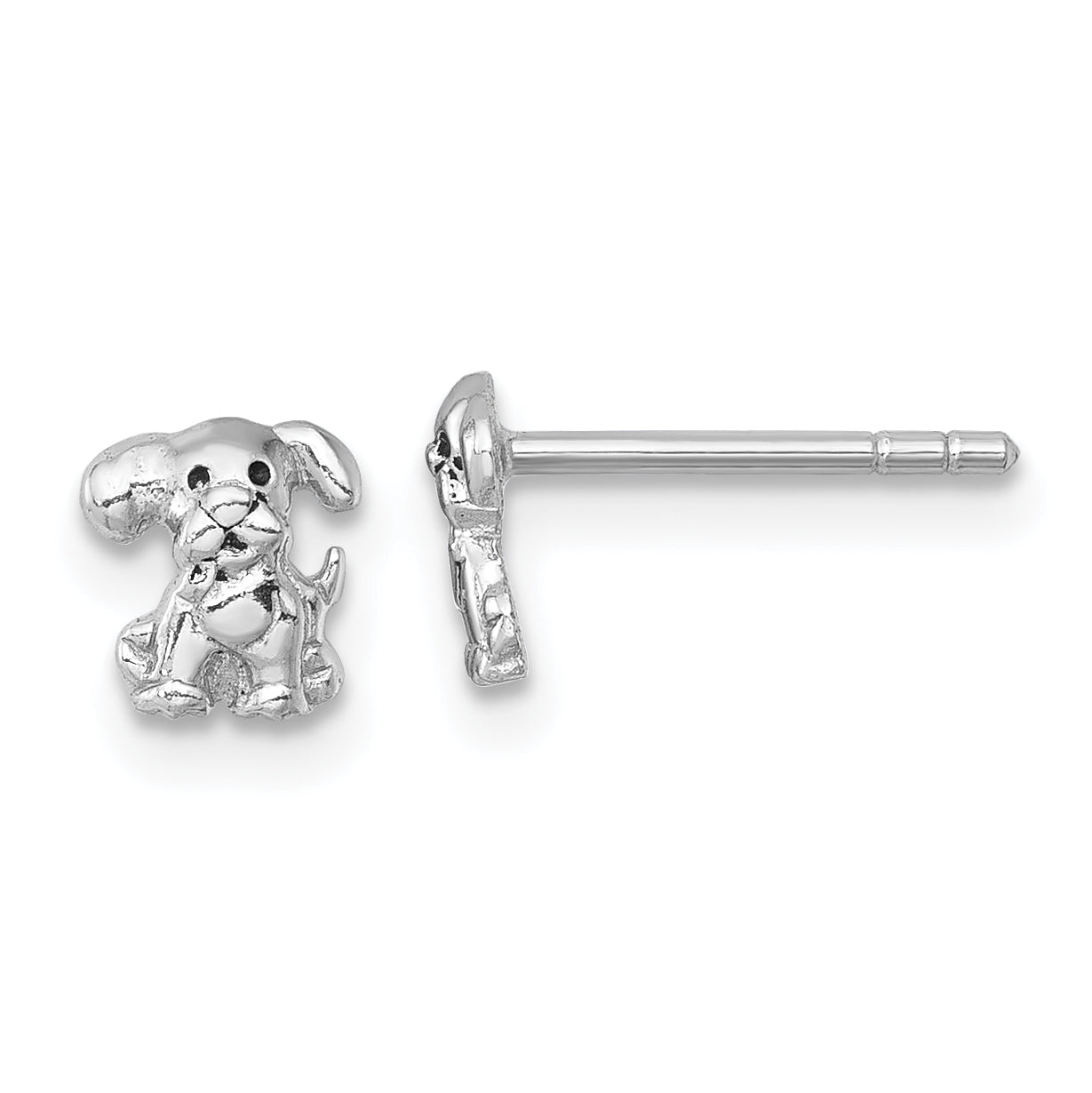 Sterling Silver Rhodium-plated Polished Enameled Puppy Dog Post Earrings Main image