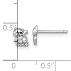 Sterling Silver Rhodium-plated Polished Enameled Cat Kitten Post Earrings