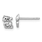 Sterling Silver Rhodium-plated Polished Enameled Cat Kitten Post Earrings