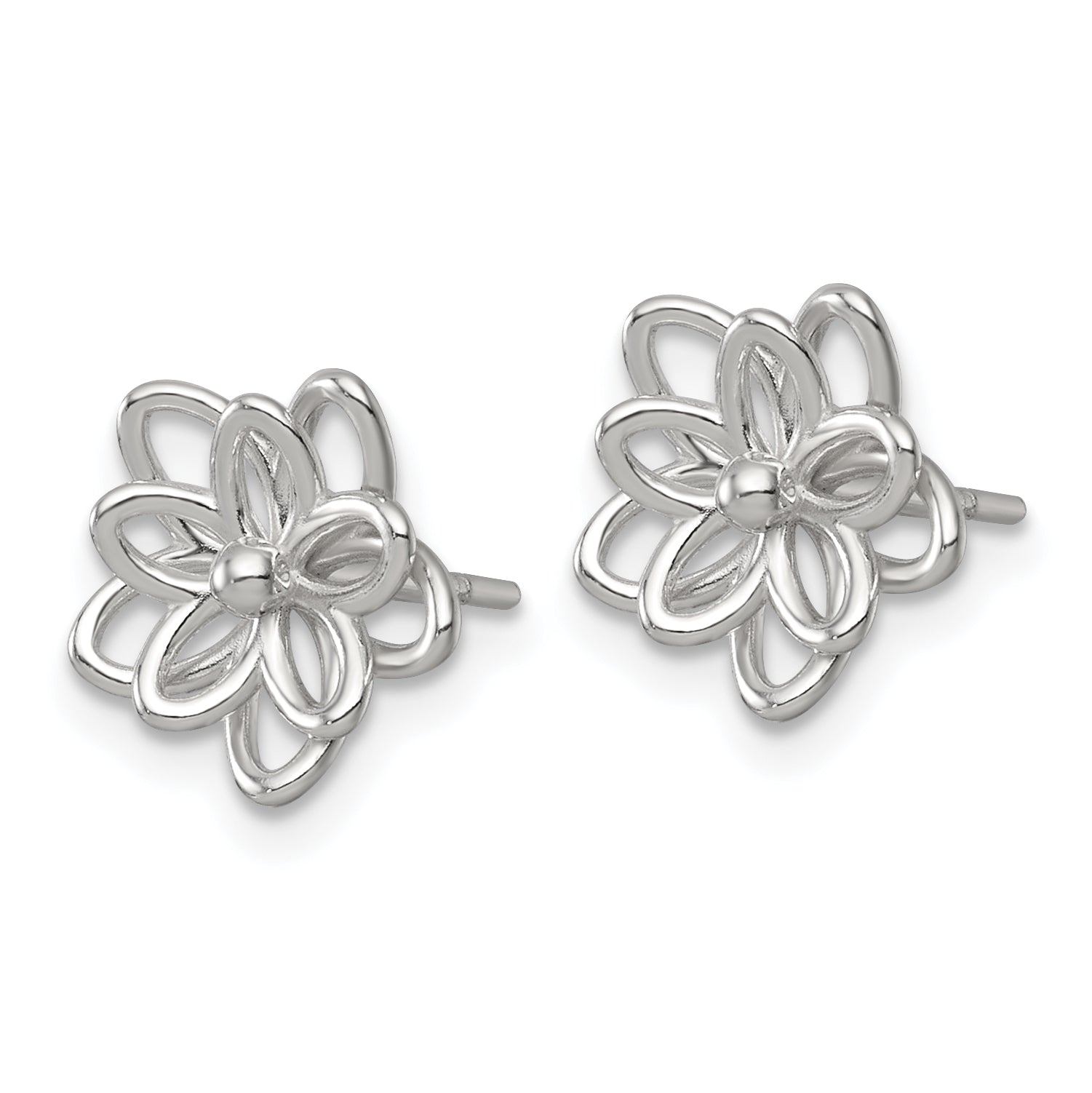 Sterling Silver Polished Flower Post Earrings Secondary image