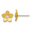 Sterling Silver Gold-tone Polished CZ Flower Post Earrings