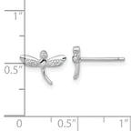 Sterling Silver Rhodium-plated Polished CZ Dragonfly Post Earrings