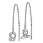 Sterling Silver Rhodium-plated CZ Awareness Ribbon Dangle Threader Earrings