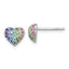 Sterling Silver Rhodium-plated Polished Rainbow Nano Crystals Heart Shape Childrens Post Earrings