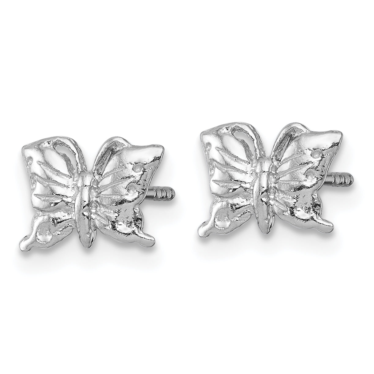 Sterling Silver Madi K Rhodium-plated Polished and Textured Butterfly Childrens Post Earrings Secondary image