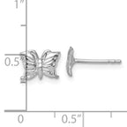 Sterling Silver Madi K Rhodium-plated Polished and Textured Butterfly Childrens Post Earrings