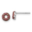 Sterling Silver Rhodium-plated Children's Brown with Pink and White Enamel Sprinkled Donut Post Earrings