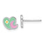 Sterling Silver Rhodium-plated Polished Green/Pink/Yellow Enamel Heart And Moon Childrens Post Earrings
