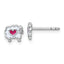 Sterling Silver Rhodium-plated Children's White and Pink Enamel Sheep with Heart Post Earrings