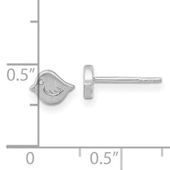 Sterling Silver Rhodium-plated Brushed Little Bird Post Earrings