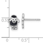 Sterling Silver Rhodium-plated Polished with Black Enamel Sheep Post Earrings
