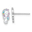 Sterling Silver Rhodium-plated Polished White and Rainbow Enamel Seahorse Childrens Post Earrings