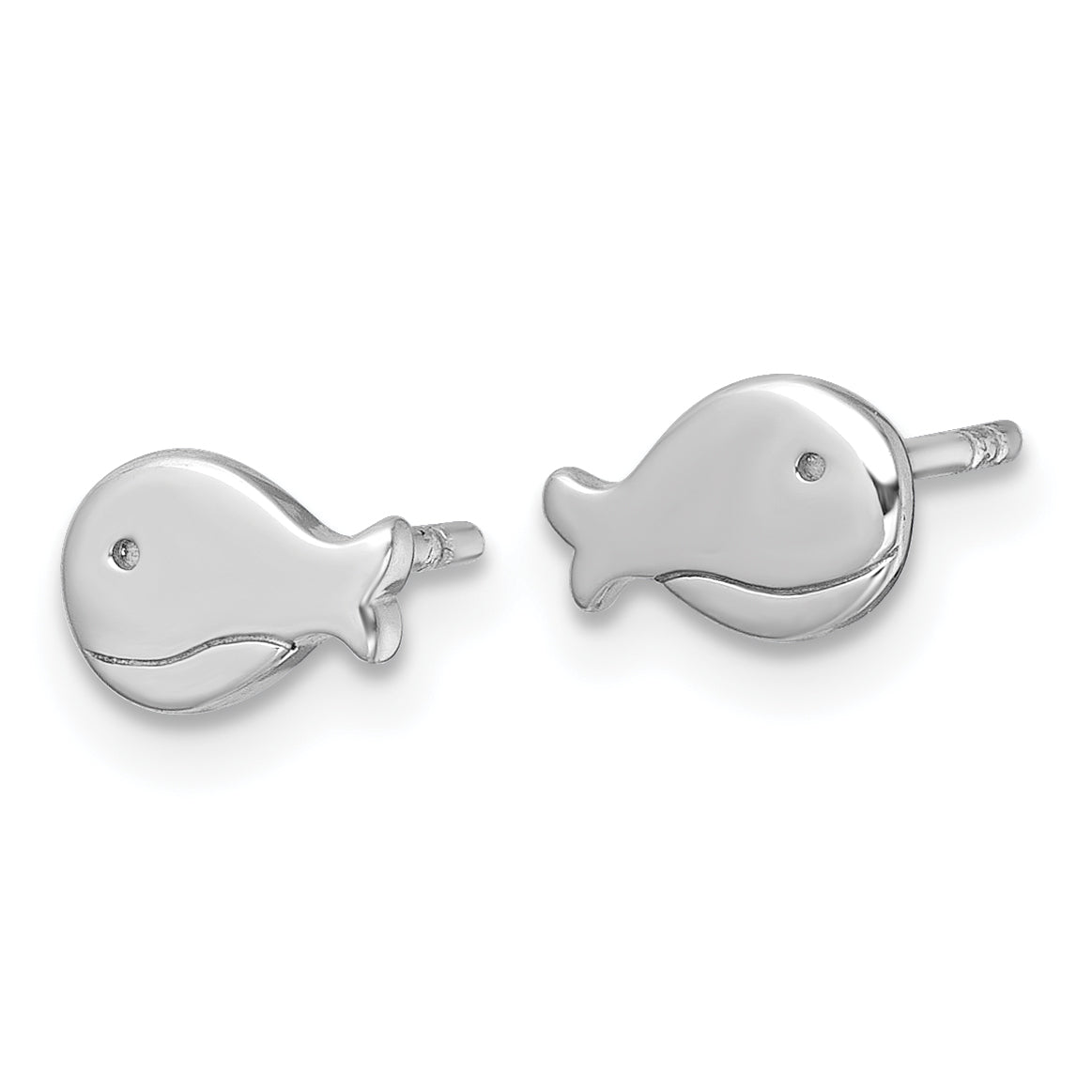 Sterling Silver Rhodium-plated Polished Whale Post Earrings Secondary image