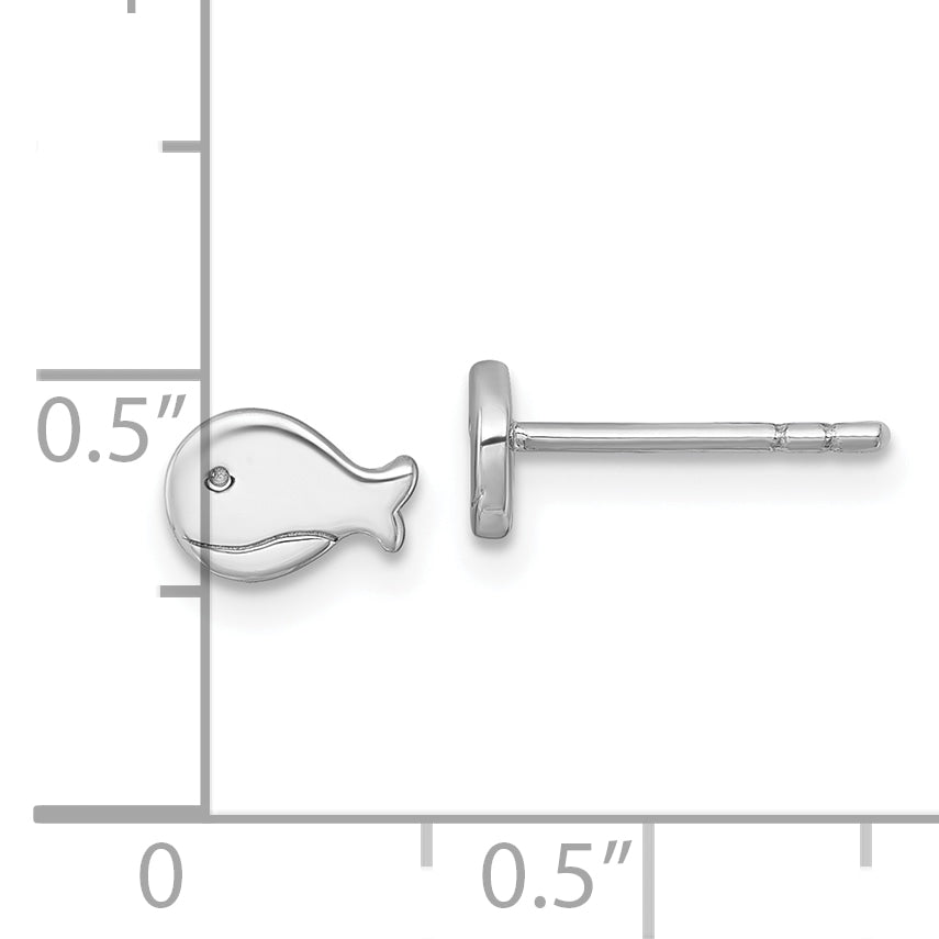 Sterling Silver Rhodium-plated Polished Whale Post Earrings