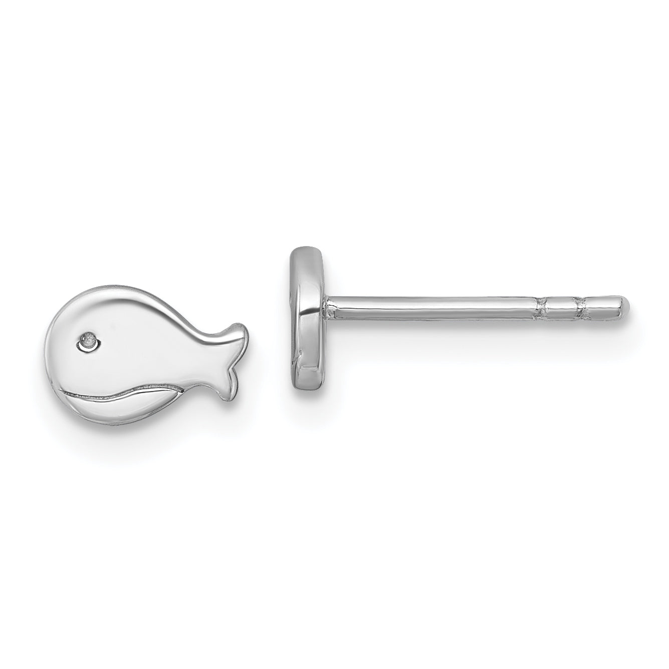 Sterling Silver Rhodium-plated Polished Whale Post Earrings