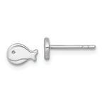 Sterling Silver Rhodium-plated Polished Whale Post Earrings